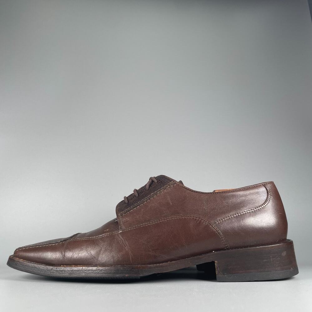 David Eden Joes Men's Size 9.5 Brown Croc Leather Lace Up Dress Shoes Casual GUC